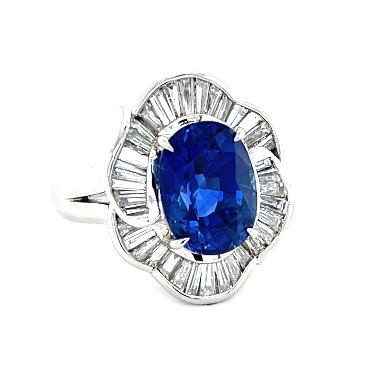 4.20ct GIA Heated Sri Lanka Sapphire .88ct Diamonds Platinum Estate Ring
