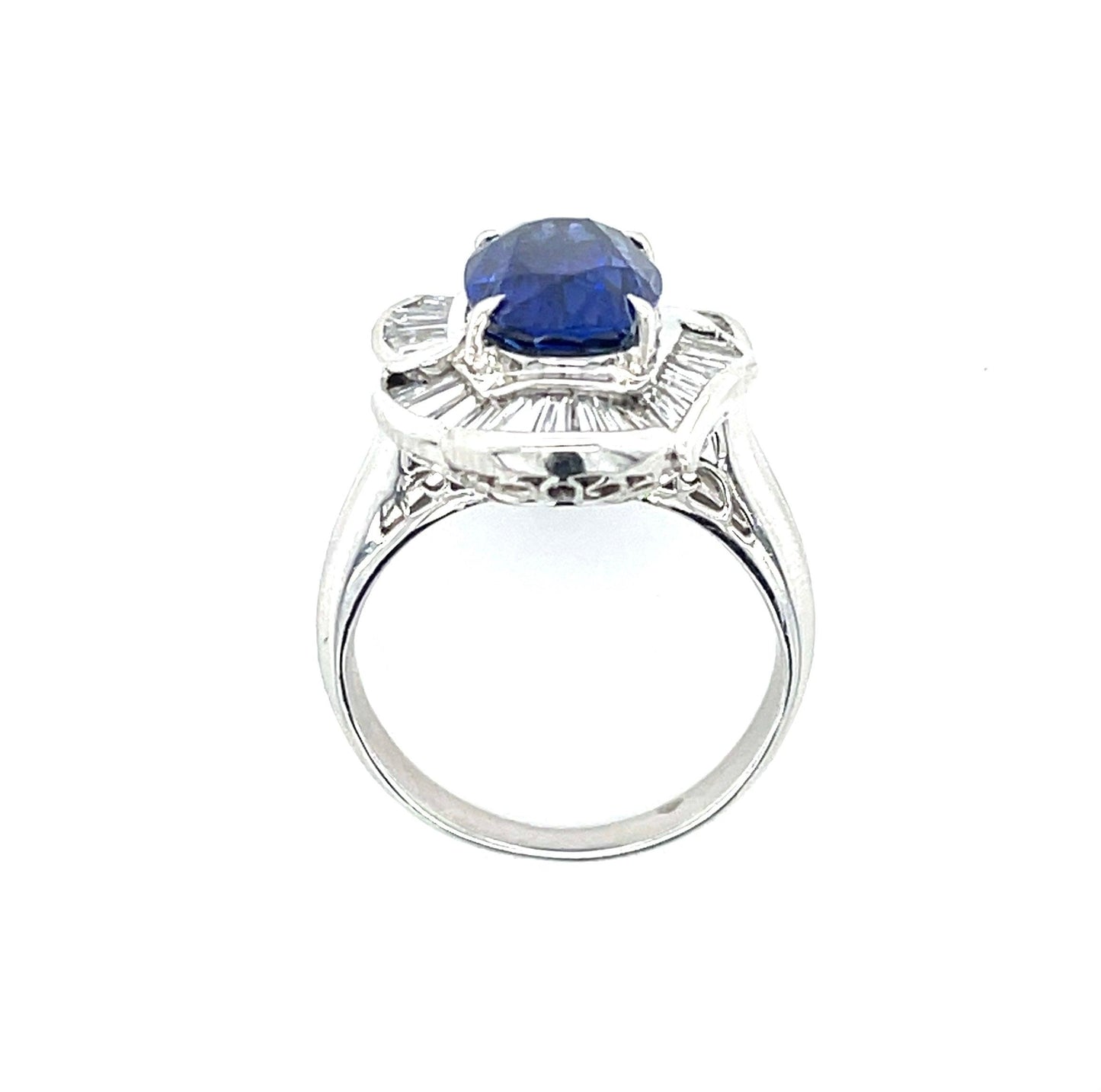 4.20ct GIA Heated Sri Lanka Sapphire .88ct Diamonds Platinum Estate Ring