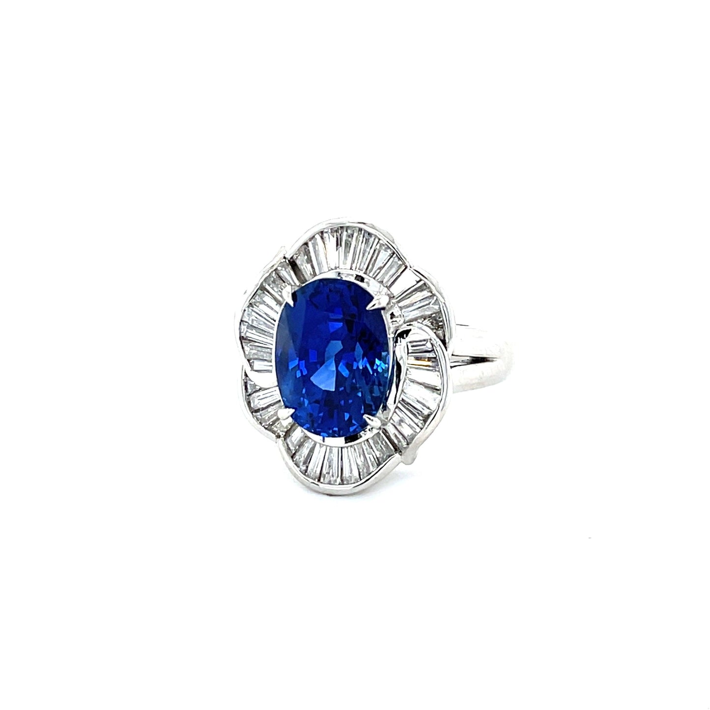 4.20ct GIA Heated Sri Lanka Sapphire .88ct Diamonds Platinum Estate Ring