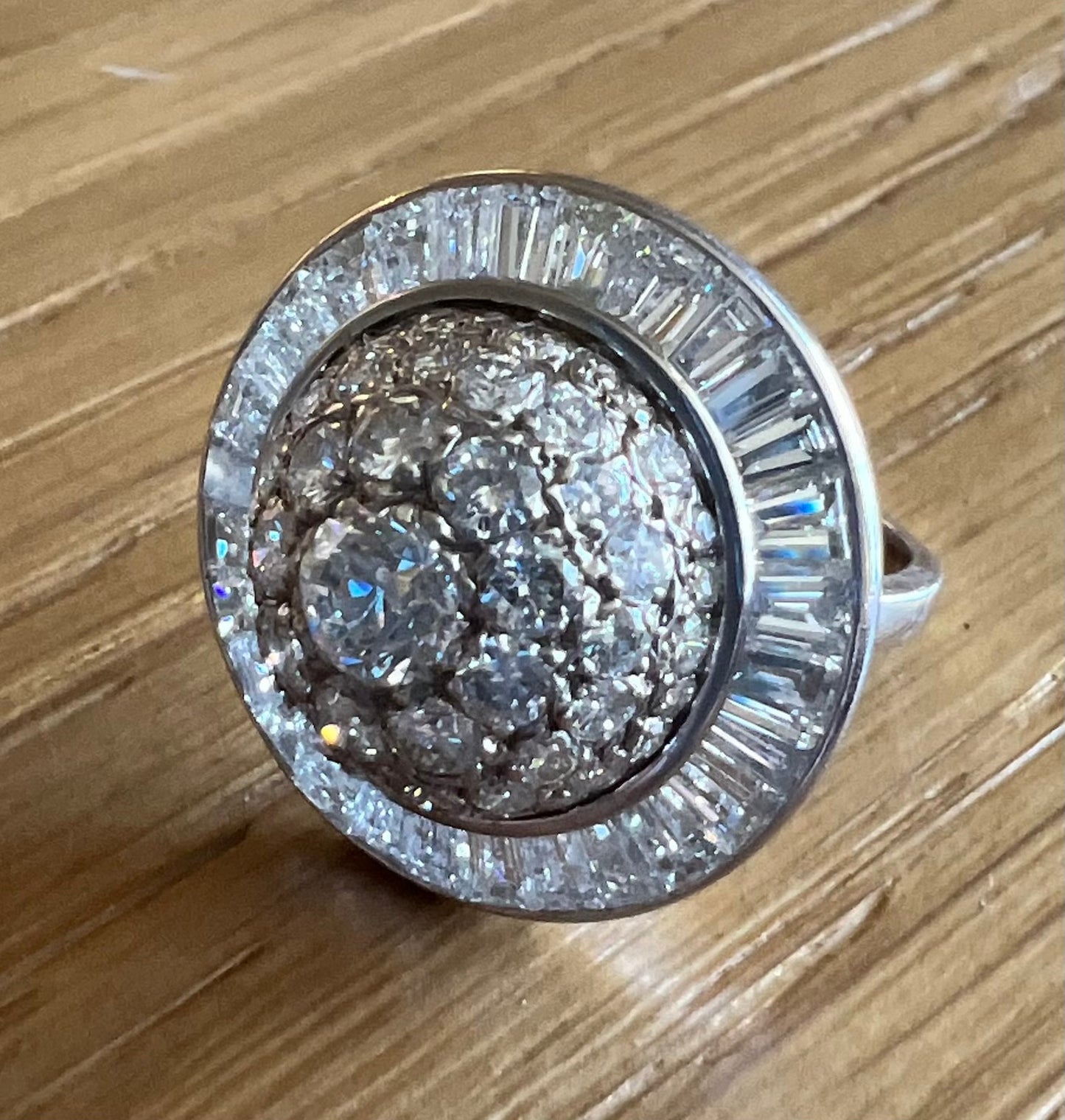 Estate  0.50ct Diamond 4.00ctw PT/14K  9.70gr Ring Circa 1950 Size 7.5