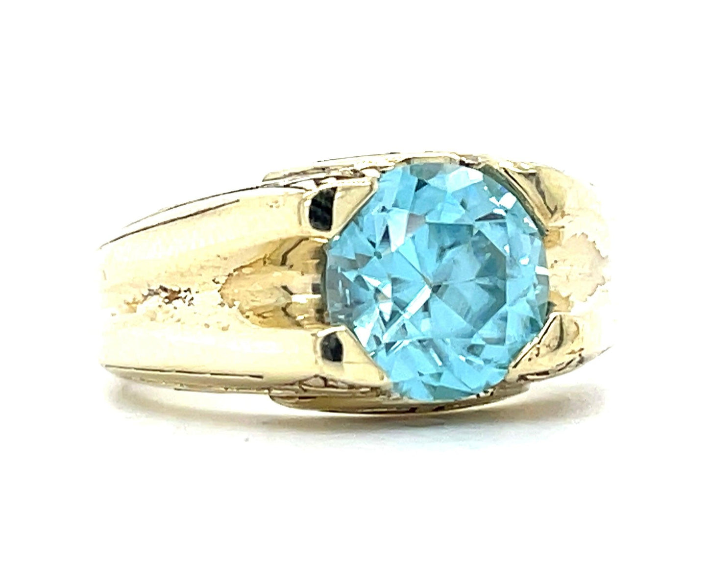 4.50ct Zircon 14K Green Gold Art Deco Men's Ring