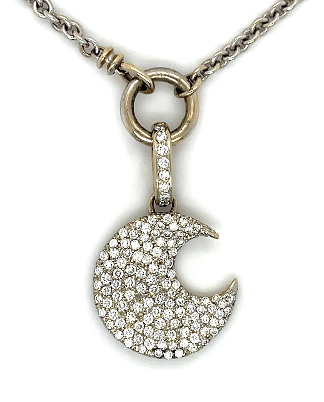 1.50ct Diamond 18KW Crescent Moon Pendant 17.30g