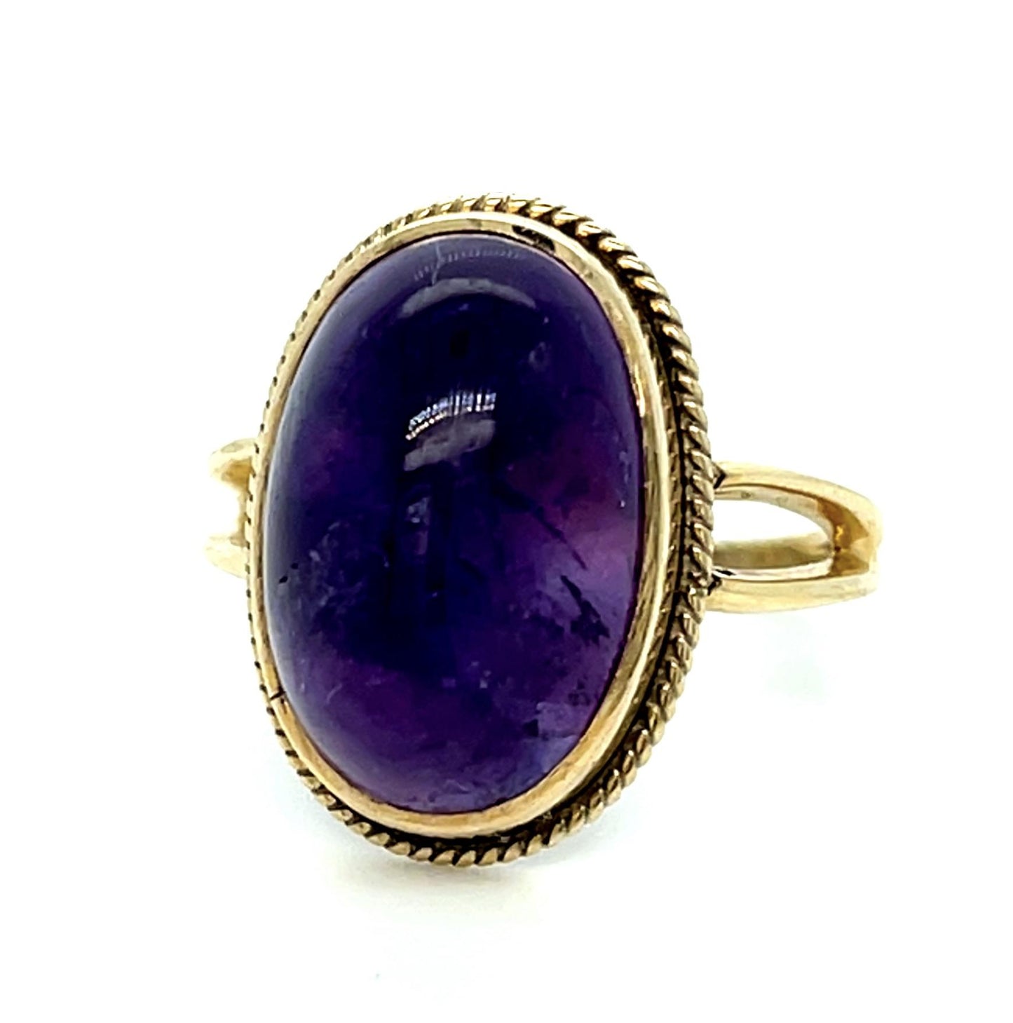 9ct Cabochon Amethyst 14KY Ring 4.60g 6.50 Size