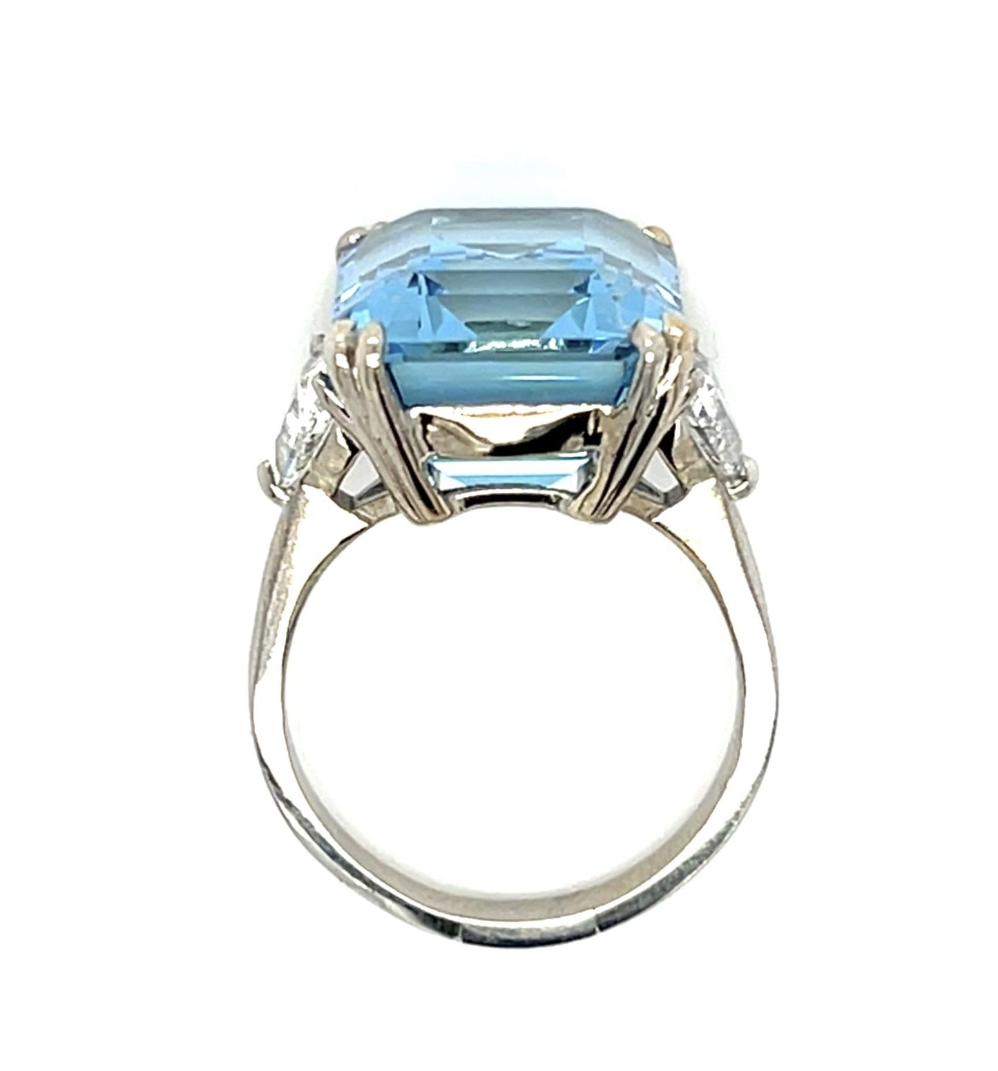 +13ct Santa Maria Aquamarine .82ct Diamond 18KW Ring 6.50 Size 7.51g