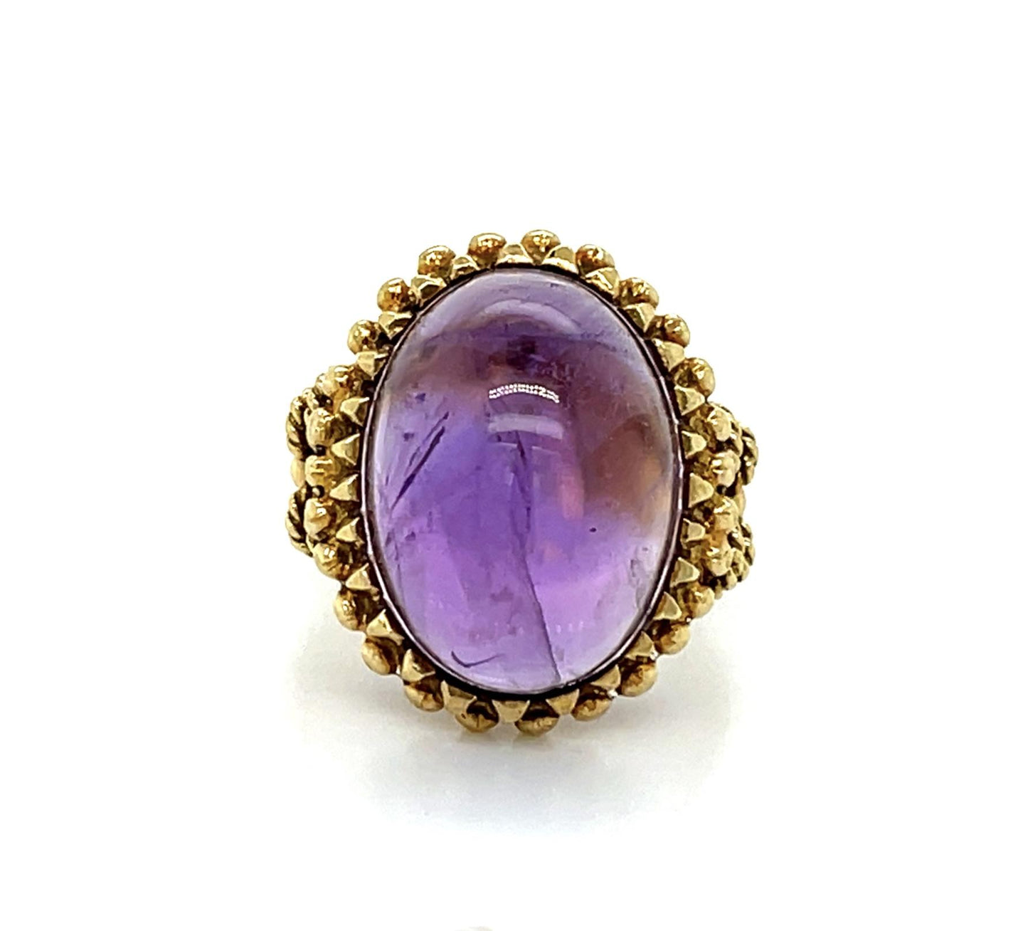 10ct Cabochon Amethyst 18KY Vintage Ring (c 1950s) 5 Size 8.60g