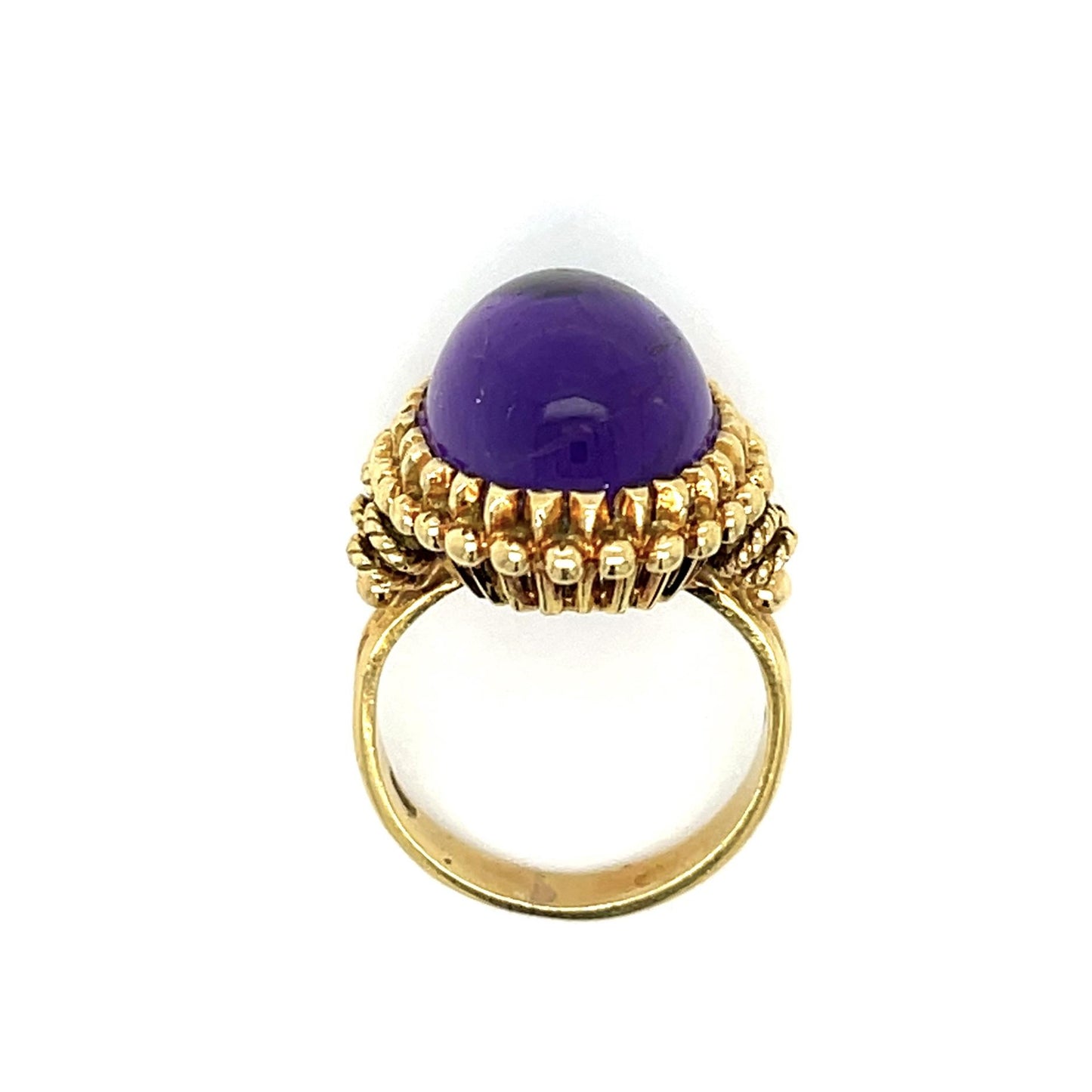 10ct Cabochon Amethyst 18KY Vintage Ring (c 1950s) 5 Size 8.60g