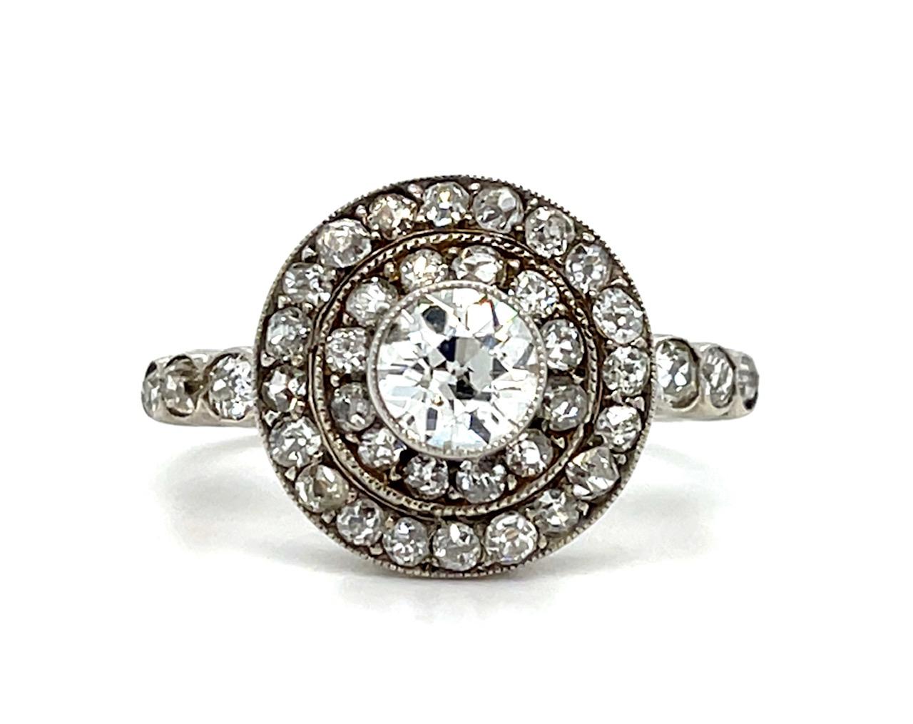 .68ct Old European Diamond Platinum Handmade Ring 1.40ct SD 3.60g 6 Size
