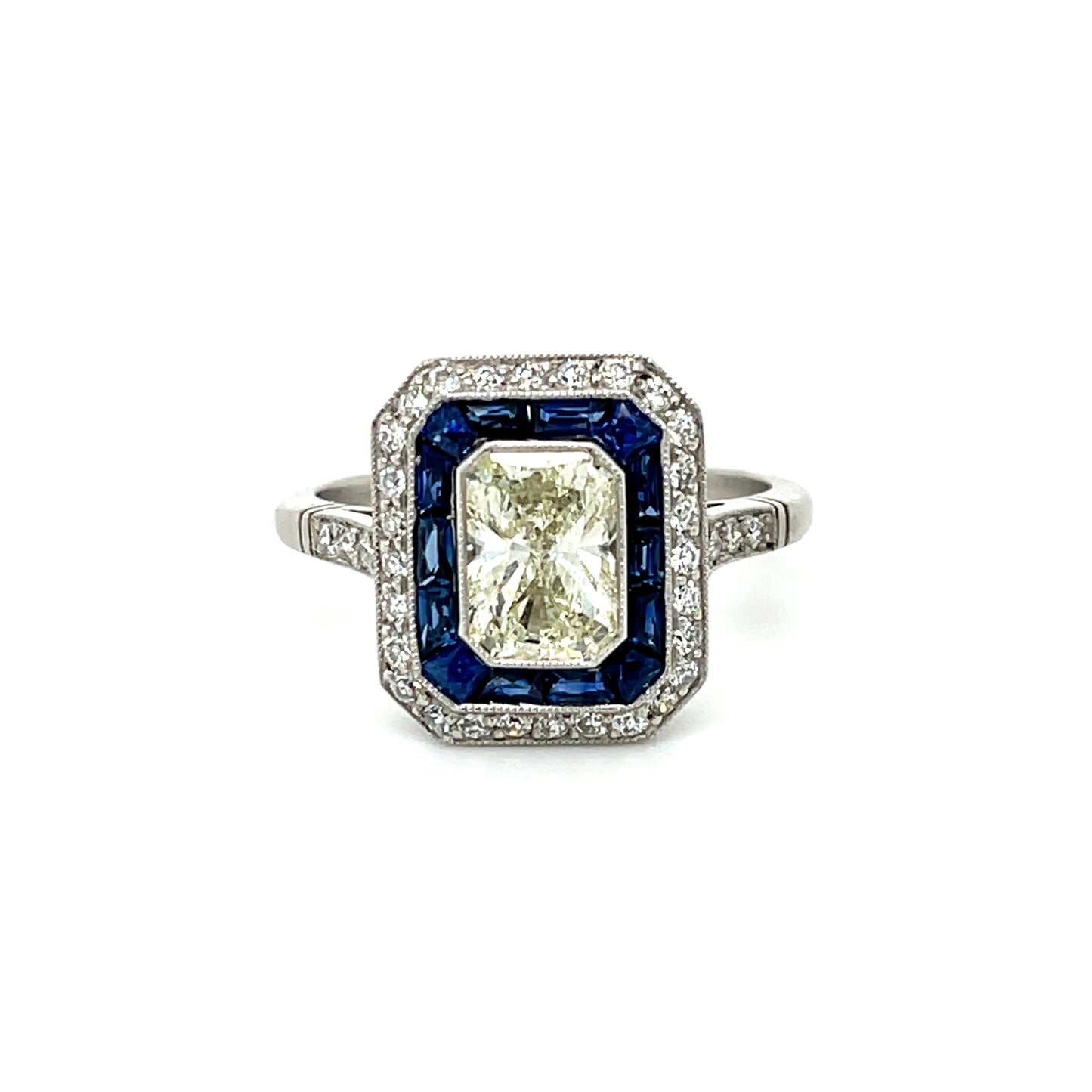 1.01 Radiant Cut Diamond Handmade Platinum Ring