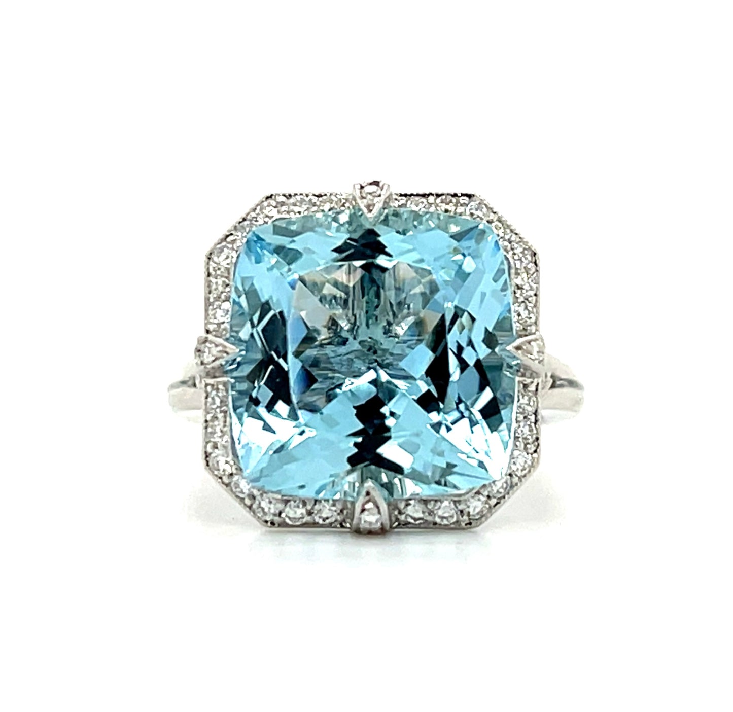 7.06ct Aquamarine Platinum Ring .54ct Diamonds