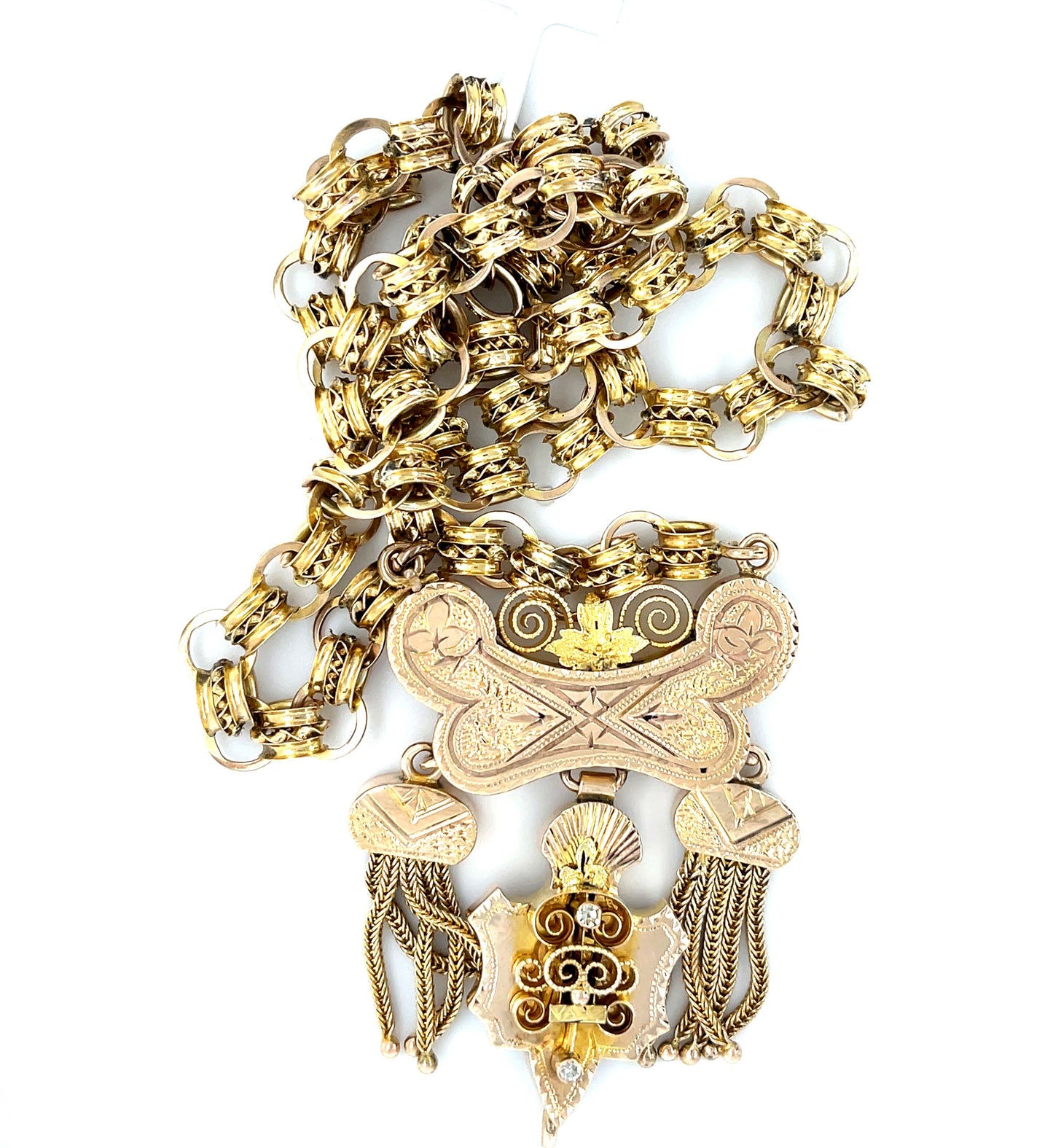 Victorian (Circa 1870s) .04ct Diamond 14KY Antique Pendant All Original Tassle