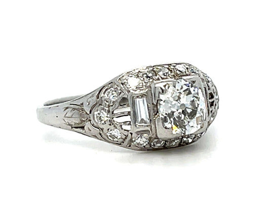 PL Diamond Art Deco Ring 3.6gr 0.70ct(dia) Old Miner Circa 1920s