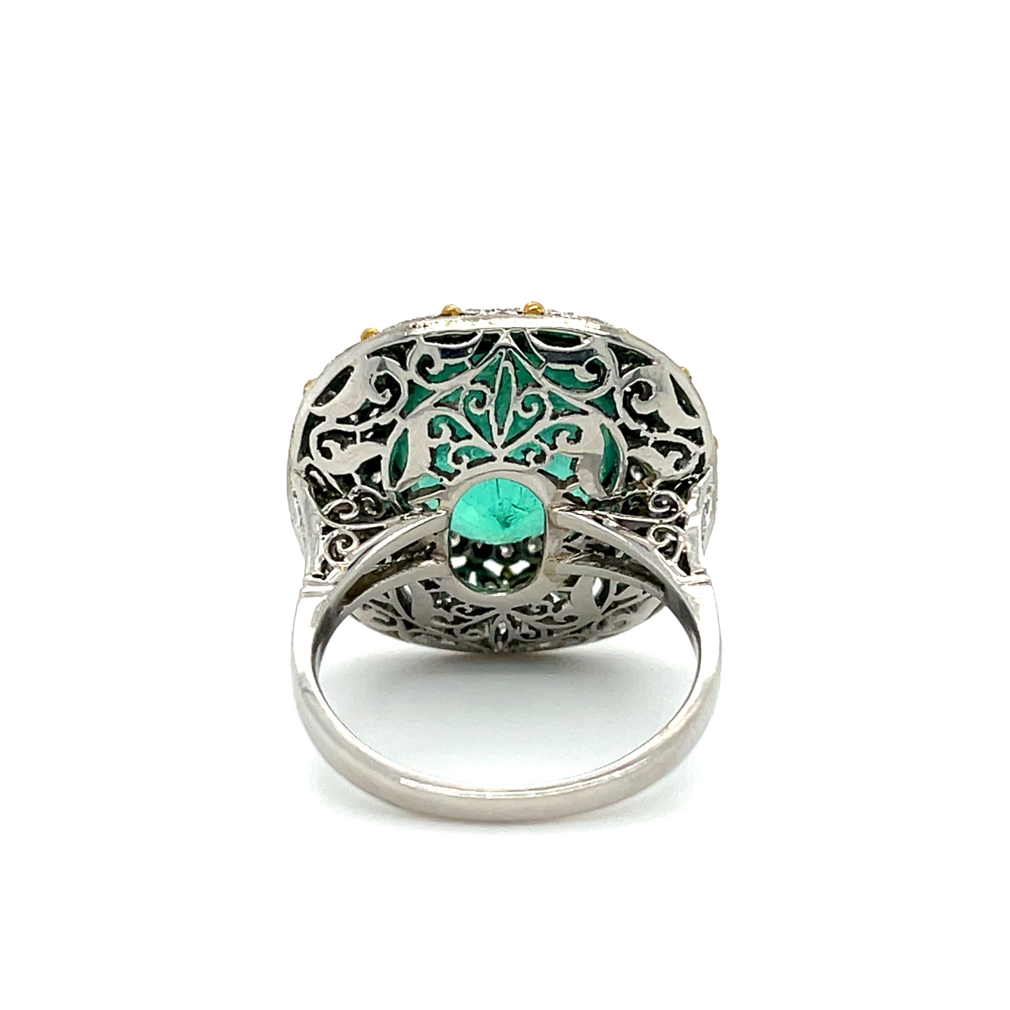 7.26ct Colombian Emerald Platinum+18KY Handmade Ring .98ct Diamonds