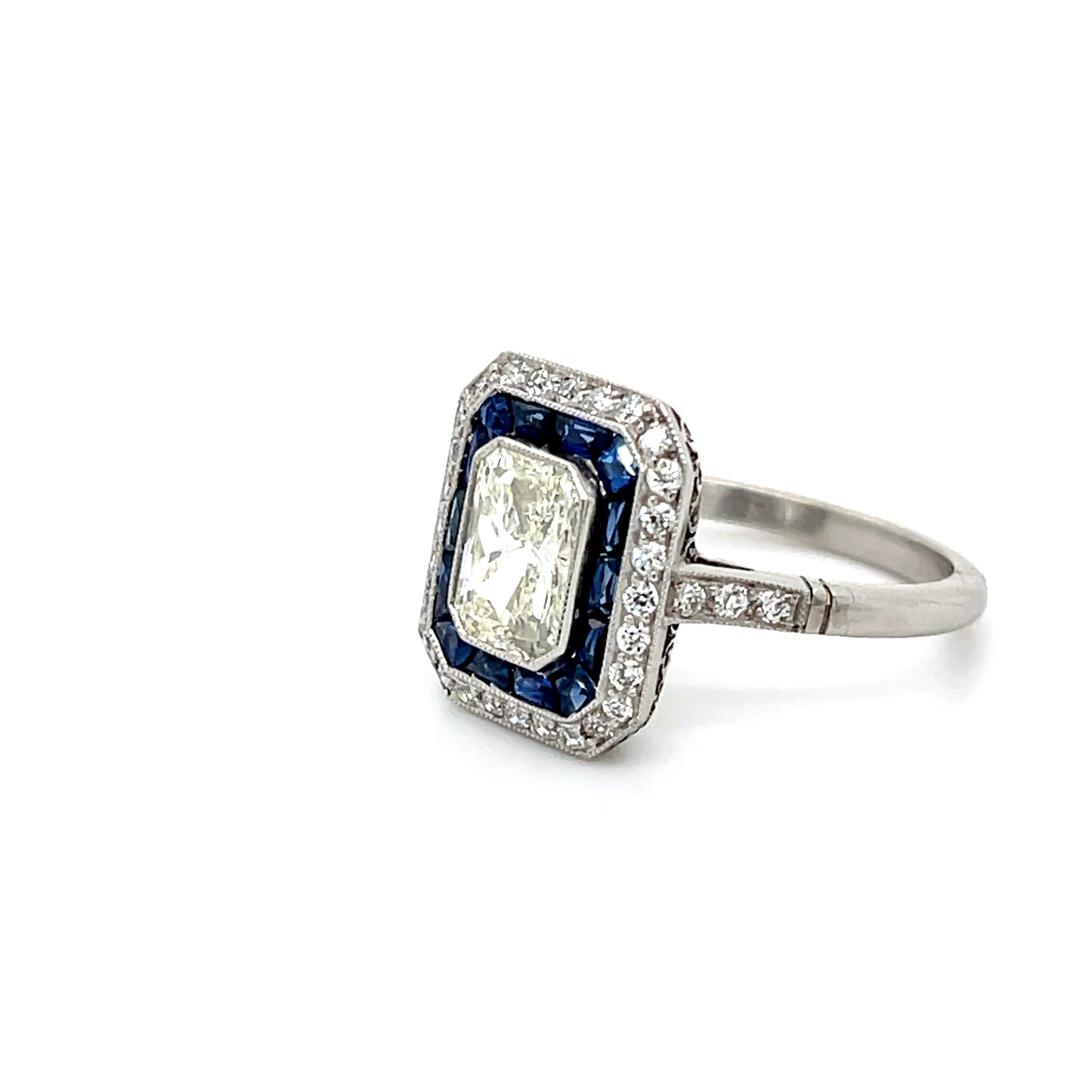 1.01 Radiant Cut Diamond Handmade Platinum Ring