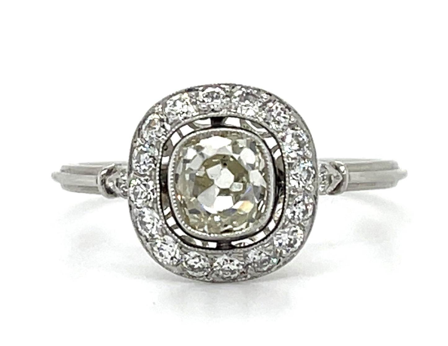 .82ct Old Mine Cushion Diamond Platinum Handmade Ring .50ct SD 2.8g 7 Size