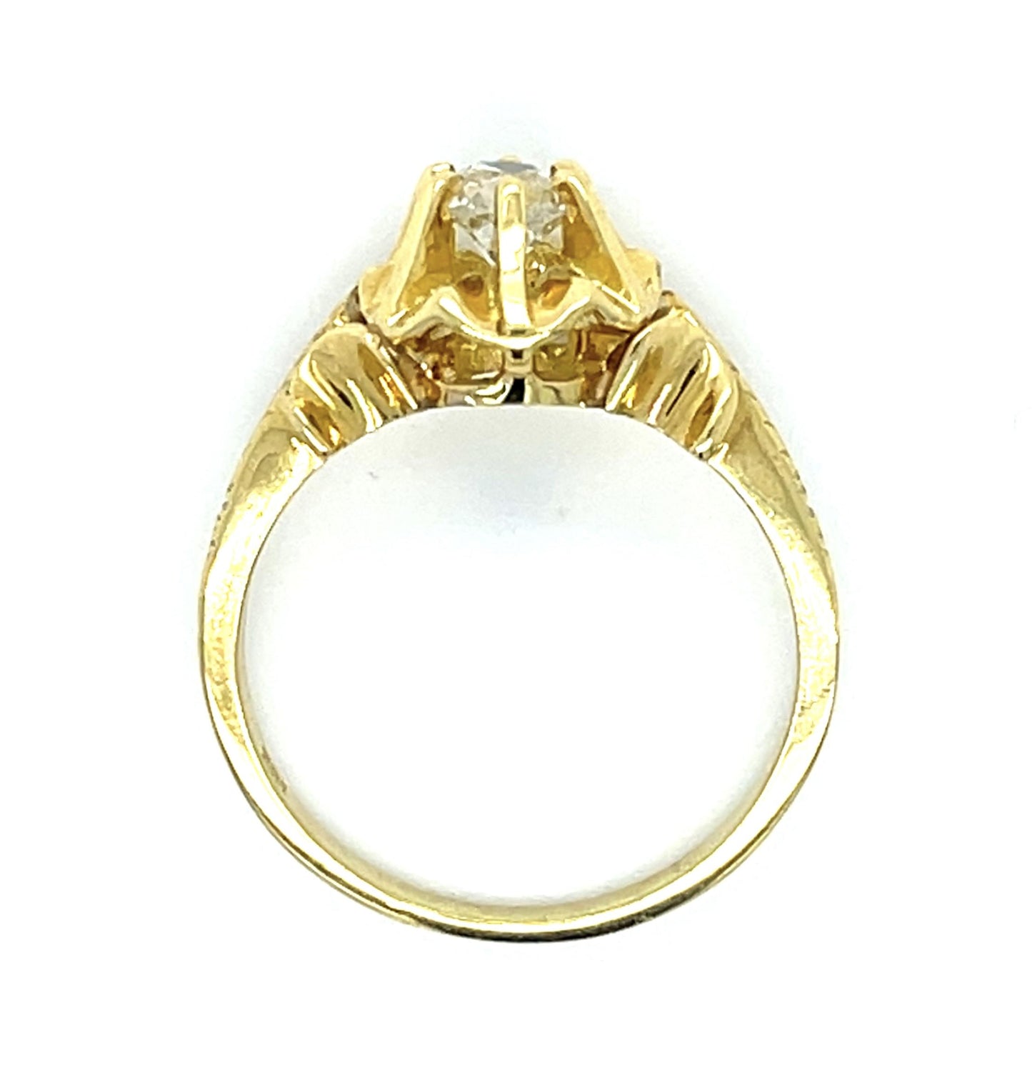 0.43ct Diamond Old Mine Cut Cushion 18KY 5.40gr Ring Size 6.50