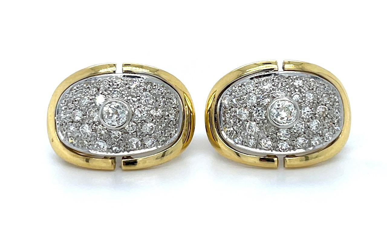 18K2T Diamond Earrings 12.6gr 0.28ct(dia) 2ct(s dia) ESTATE