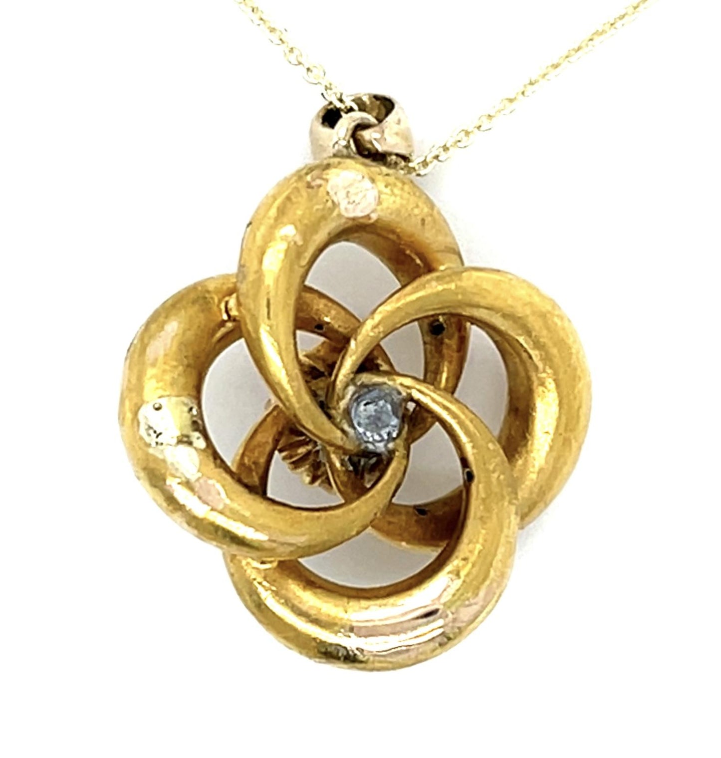 Victorian .15ct Old Mine Diamond 14KY Pendant (Antique 1880s) 4.79g 16"
