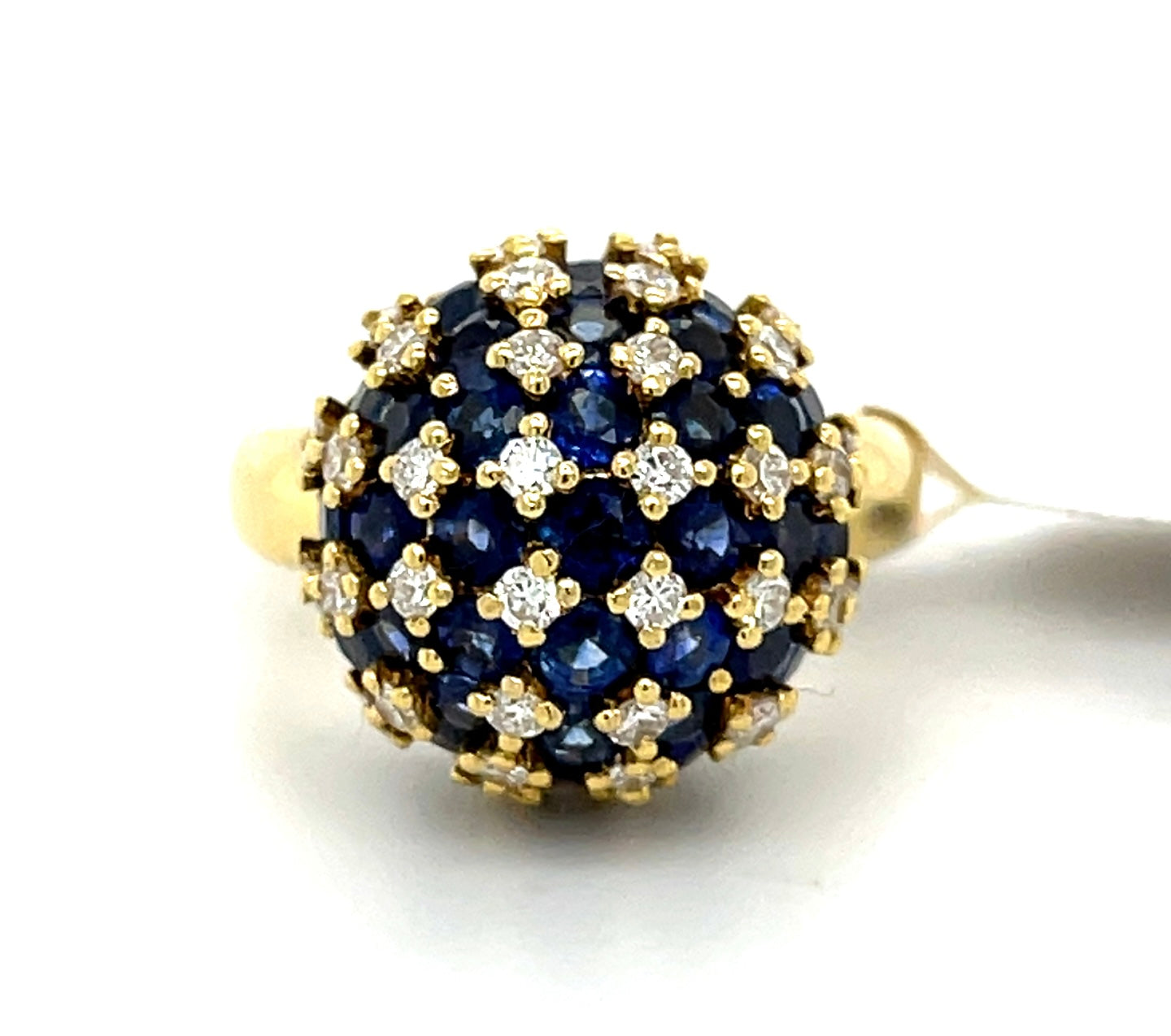 5.61ct Sapphire Sphere Ring 18KY Estate .93ct Diamonds
