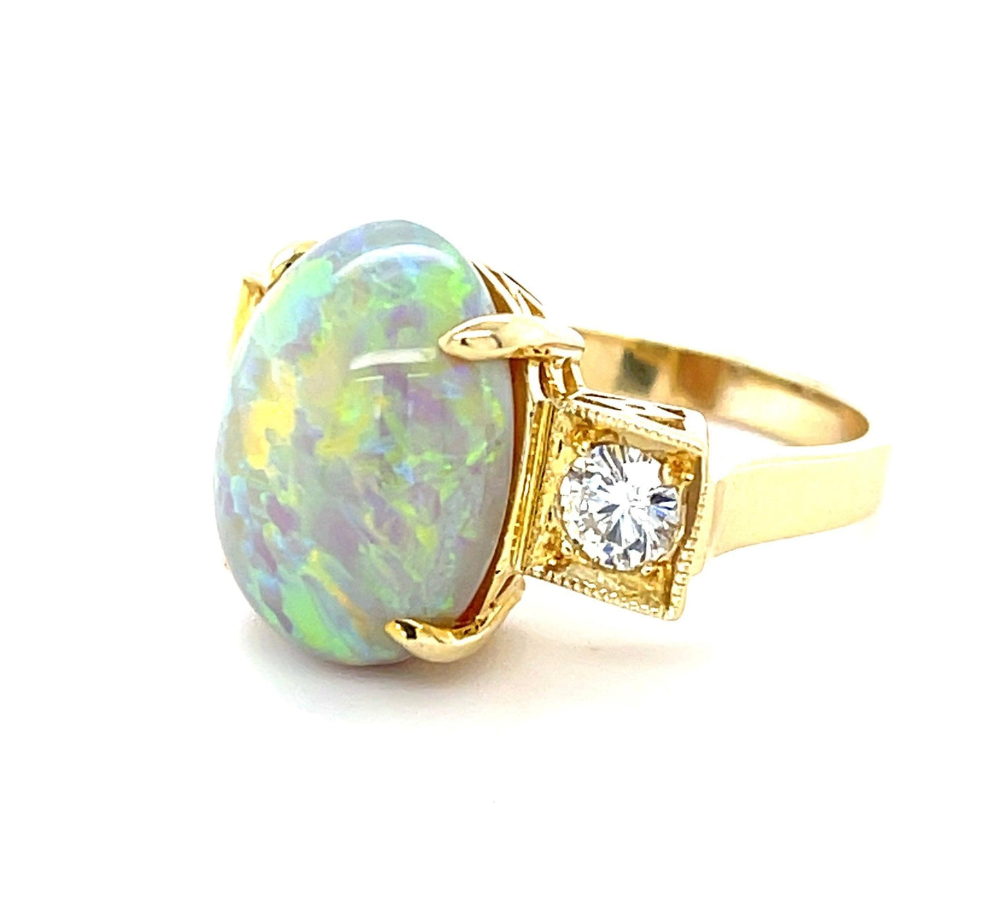 7.50ct Australian Opal Three Stone Ring