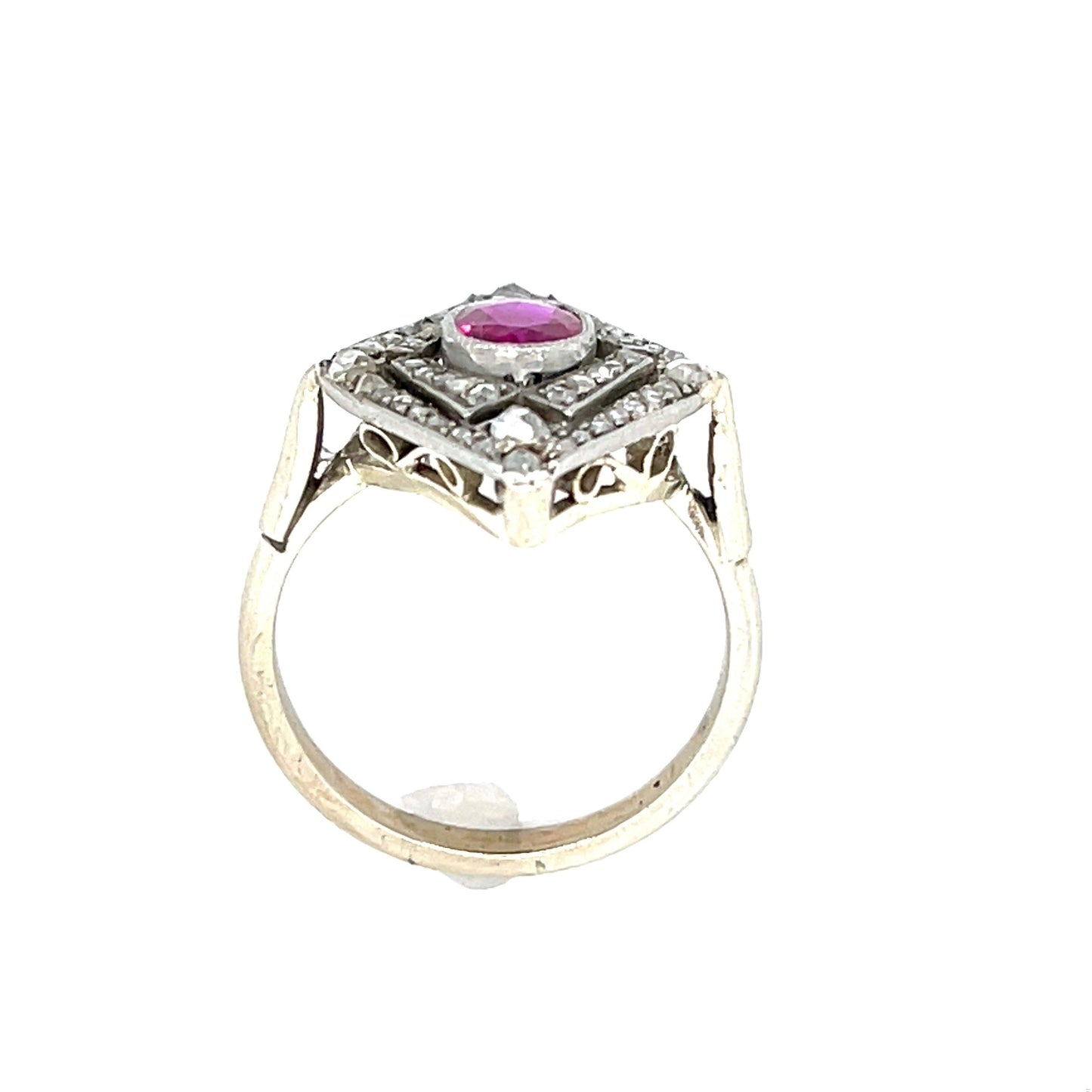 .75ct Ruby .76ct Diamond 14K+Platinum Antique Edwardian Ring (Circa 1910) 4.96gr