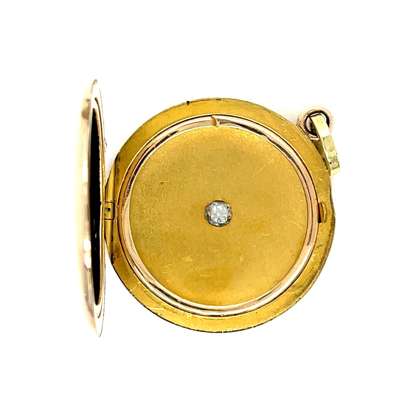 Victorian .18ct Old European Diamond 14KY Locket Pendant (Antique 1890s) 11.50g