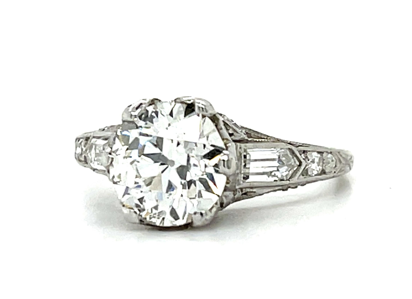 Art Deco 1.59ct J SI1 Diamond .78ct SD Platinum Ring (Antique 1920s) 3.30g 5.25
