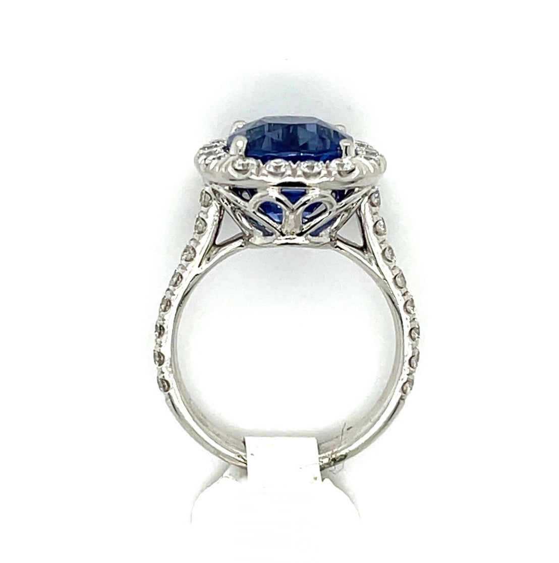7.23ct AGL Ceylon No Heat Sapphire Platinum Ring 1.04ct Diamonds