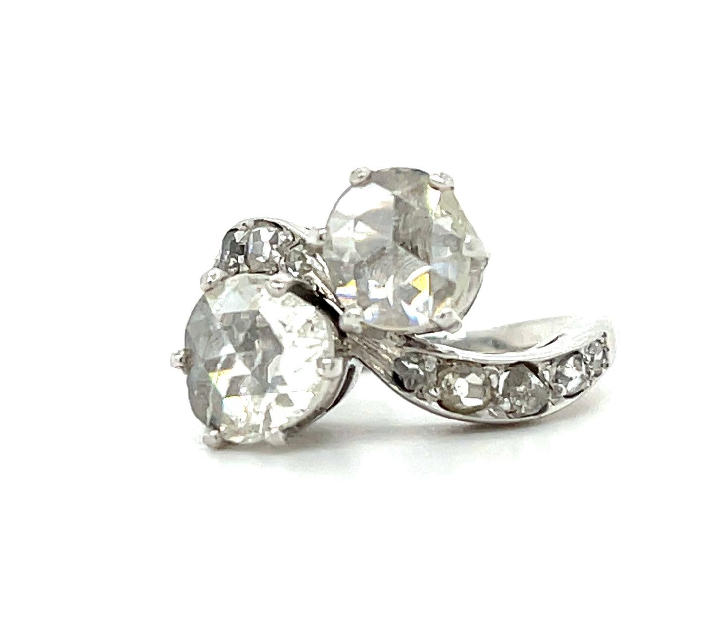 Toi et Moi 1.81ct Rose Cut Diamond 18KW Ring