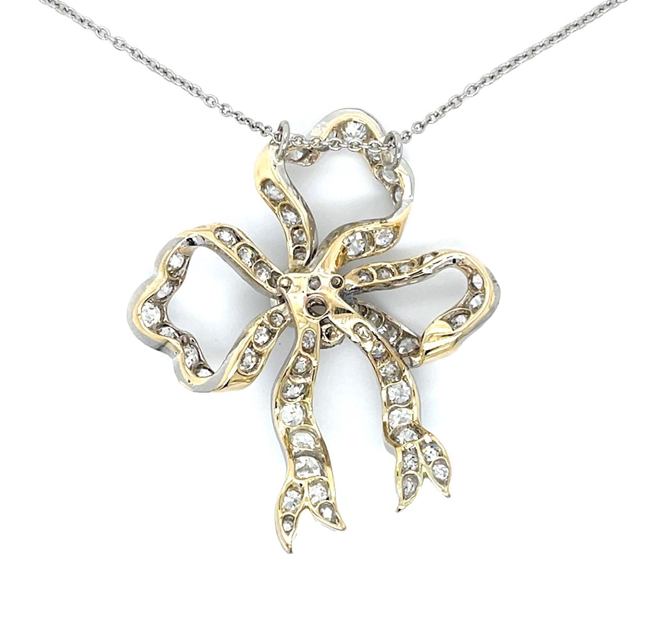 Edwardian 4ct OEC Diamond PT+18KY Pendant (Antique 1900s) 2" Pndnt 18" PT Chain