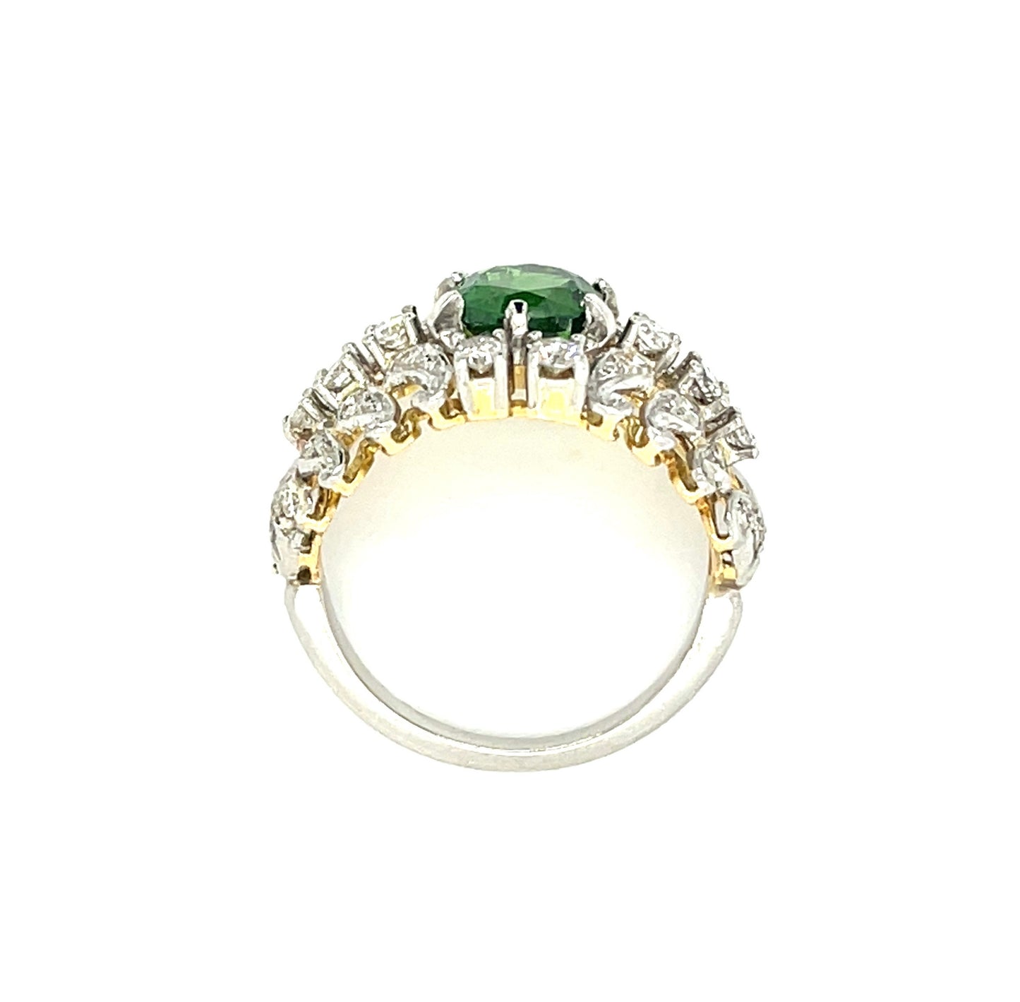 Edwardian Ring 1.64ct Tsavorite Garnet .80ct Diamonds Platinum over 18KY Antique (Circa 1900s)