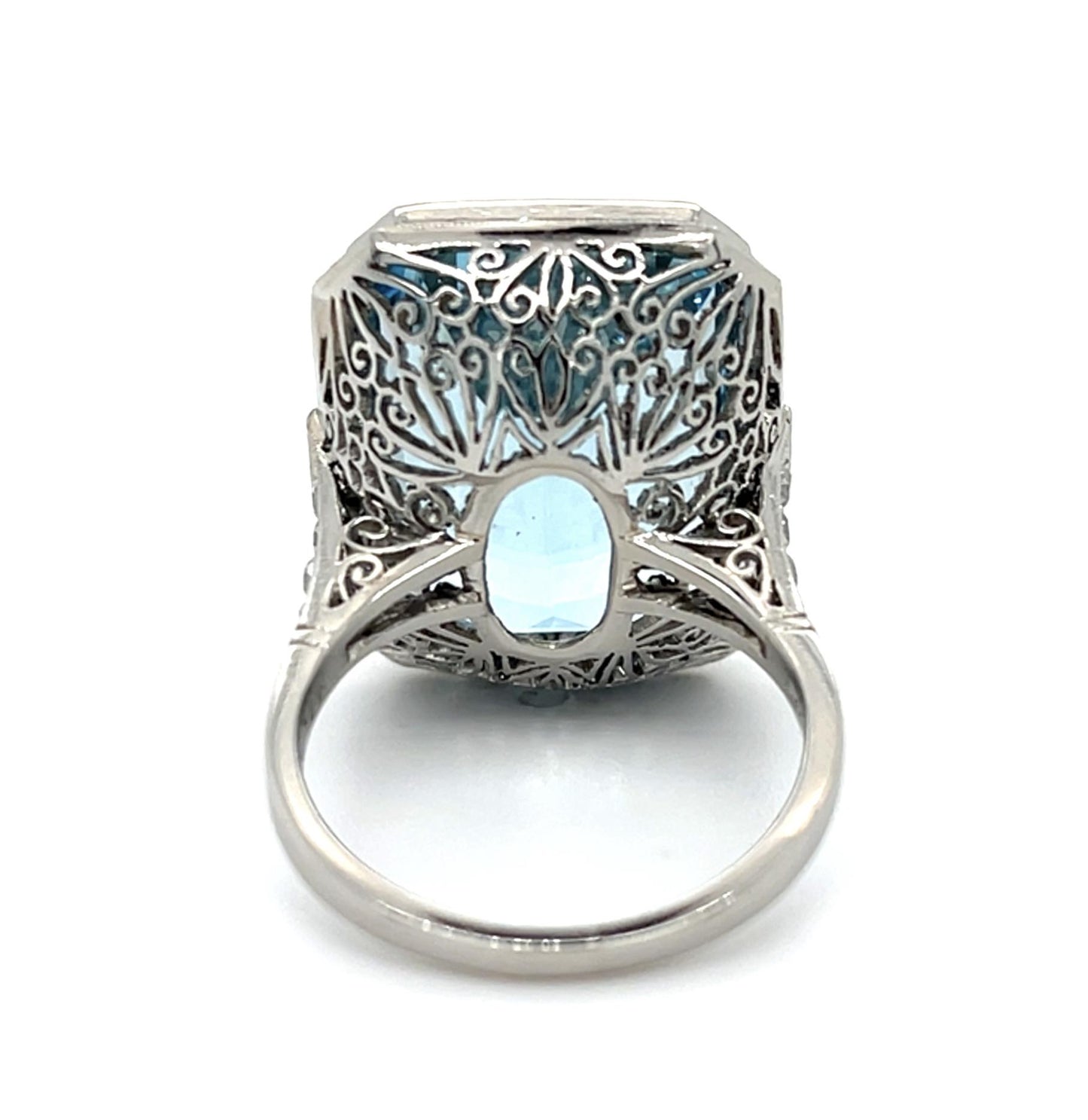 23.20ct Aquamarine .23ct (2 French Rectangular Diamond) Platinum Handmade Ring