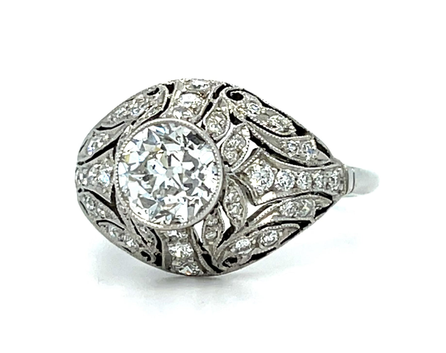 1.09ct Old European Diamond Platinum Handmade Ring .80ct SD 5g 6.25 Size