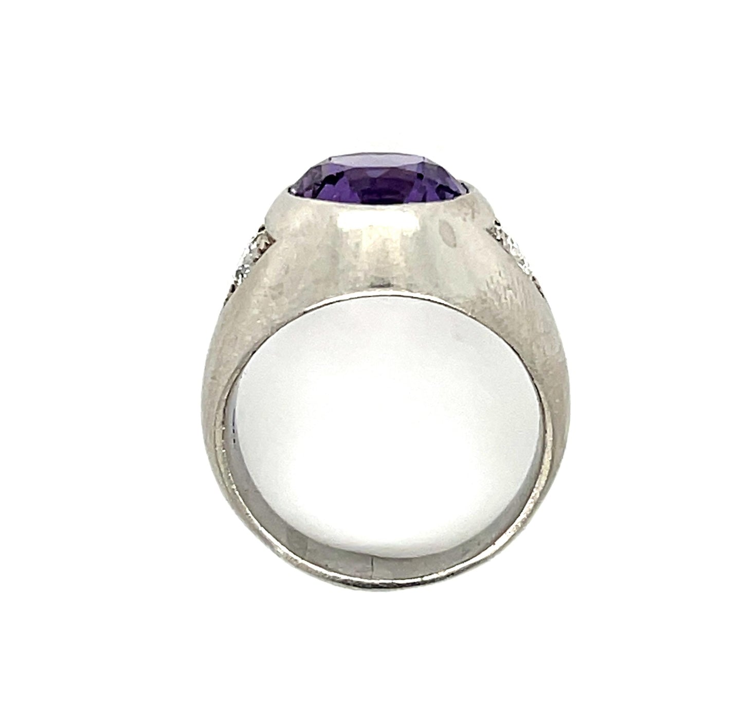 Amethyst .50ct Dia 14KW Men's Vintage Ring 7 Size 9.27g