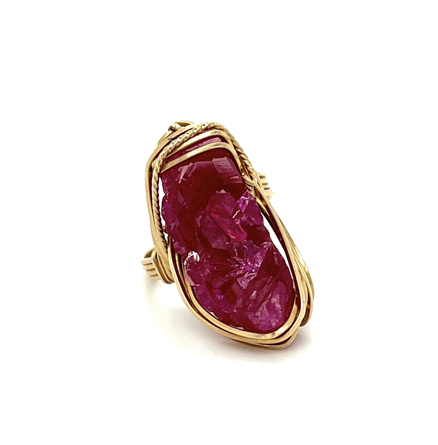 35ct Crystal Ruby 14KY Handmade Vintage Ring (c 1960s) 1.25" 9g
