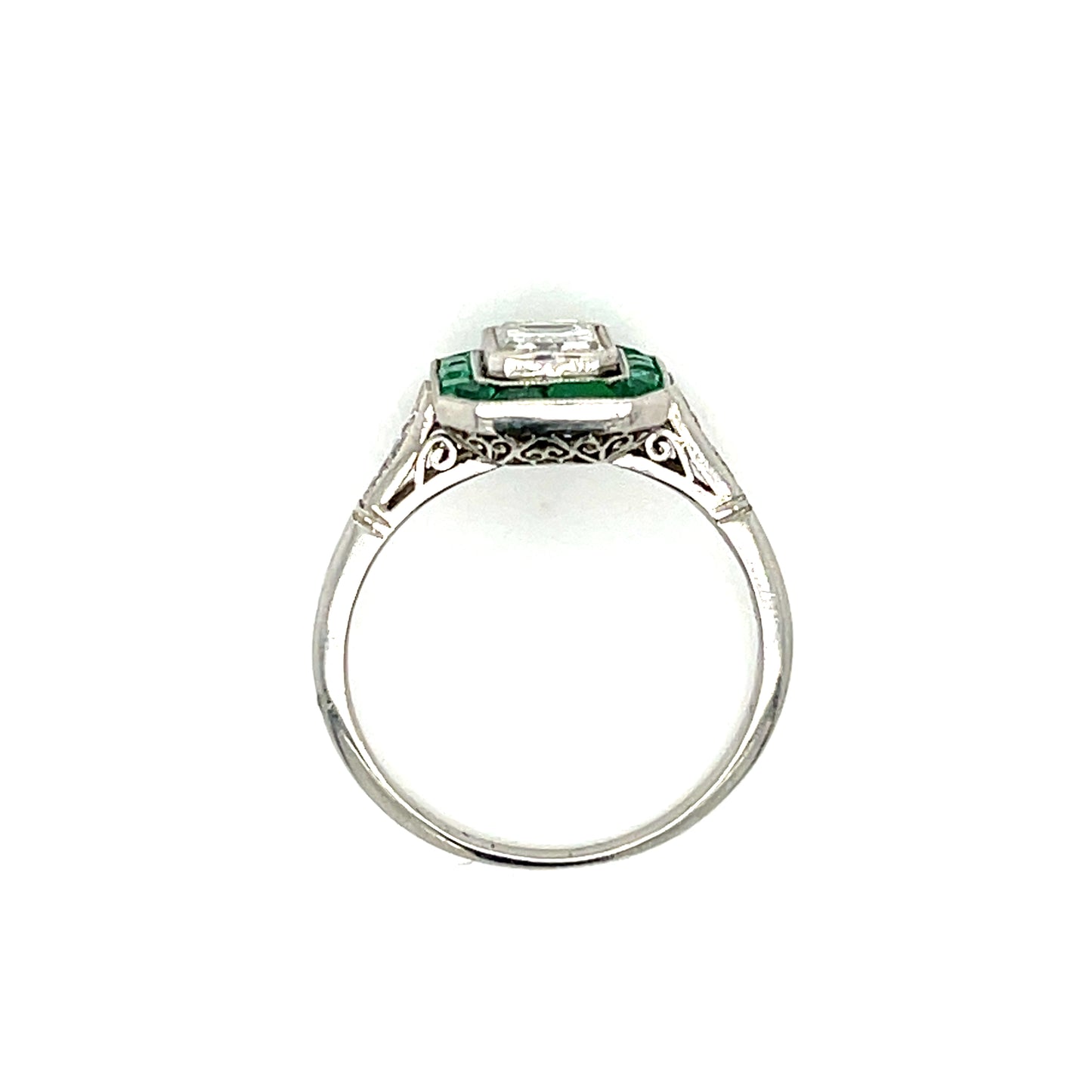 1ct Emerald Cut Diamond GIA I VVS2 Platinum Handmade & Inspired Ring 1ct Calibre Emeralds .12ct SD