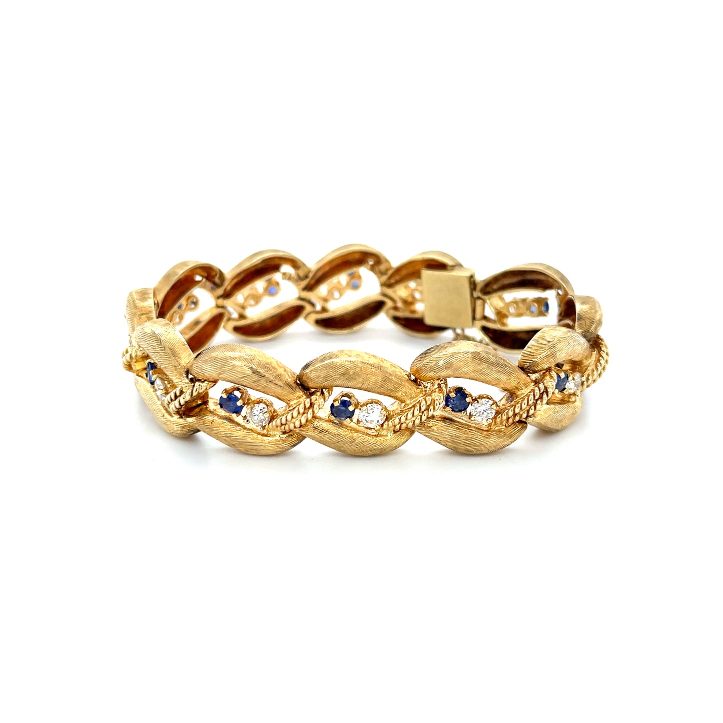 2ct Sapphire 1.80ct Diamond 18KY Vintage Bracelet (Circa 1960s)