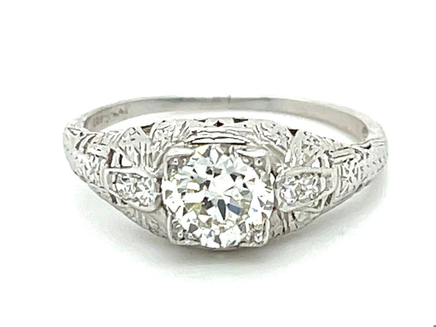 .82ct GIA J VS1 Diamond .08ct SD Platinum Art Deco Antique Ring