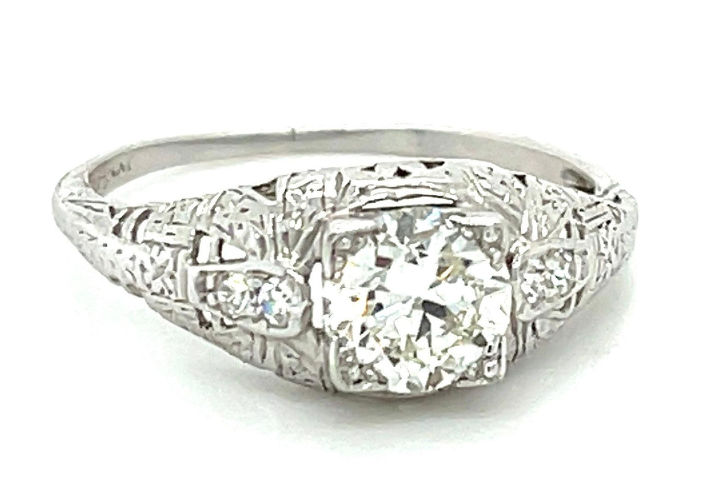 .82ct GIA J VS1 Diamond .08ct SD Platinum Art Deco Antique Ring