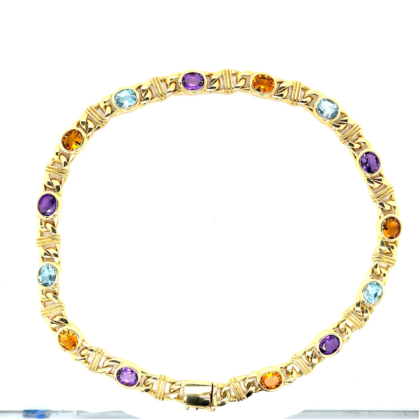 Citrine, Blue Topaz and Amethyst Necklace 18KY Estate Necklace