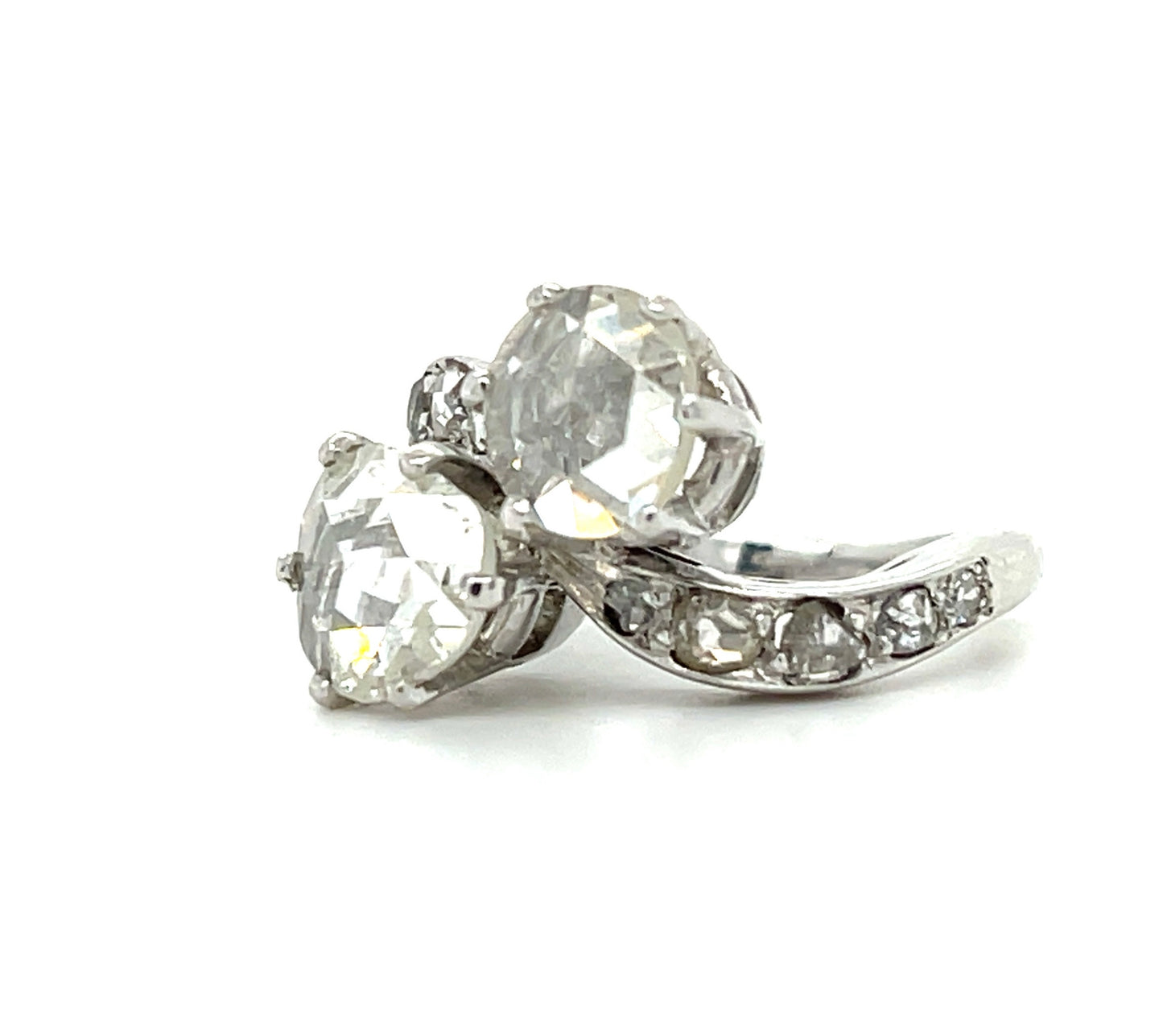 Toi et Moi 1.81ct Rose Cut Diamond 18KW Ring