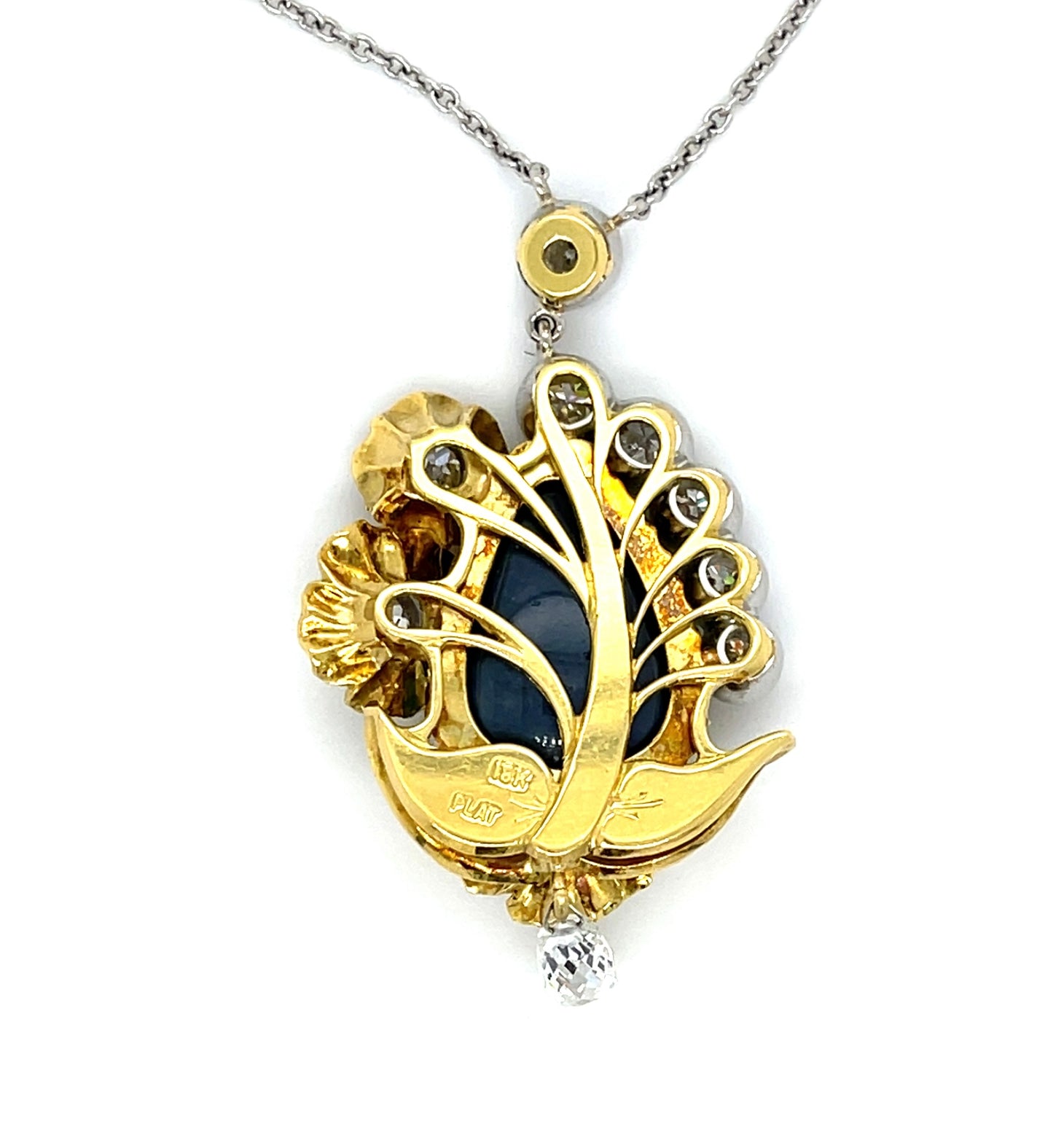 5.12ct Opal Platinum+18KY Pendant 2.68ct Diamonds