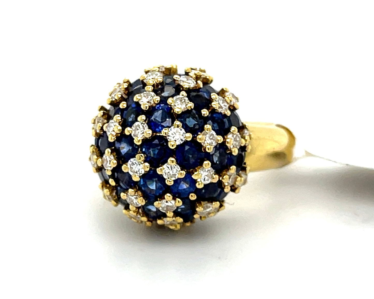 5.61ct Sapphire Sphere Ring 18KY Estate .93ct Diamonds
