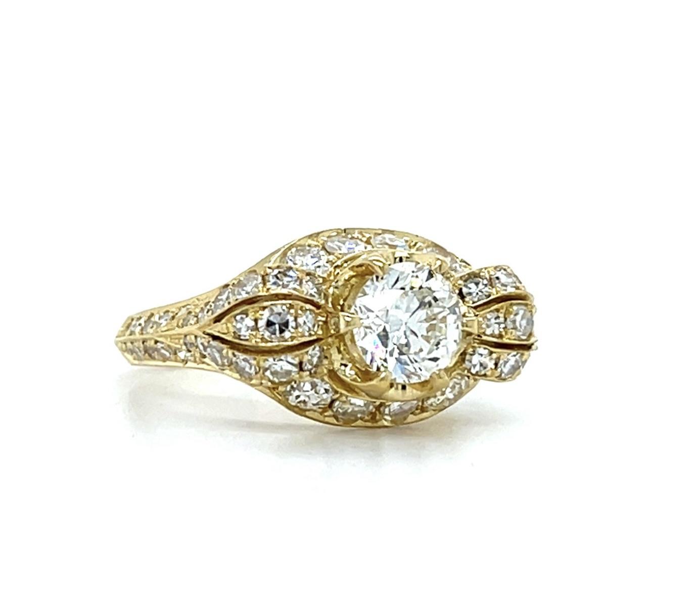 .93ct I VS1 Transitional Cut Diamond 18KY Estate Ring 1.04ct SD 7 Size 5.57g