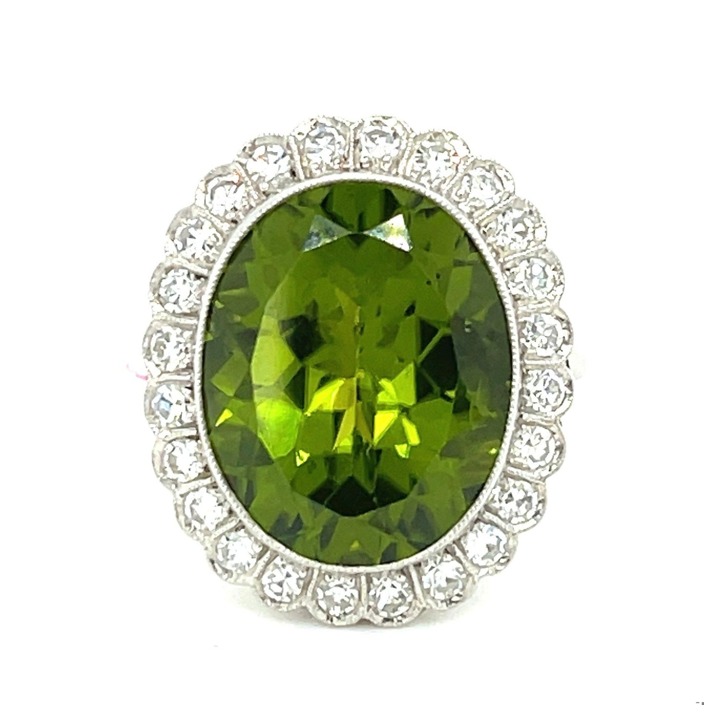 9.50ct Peridot .90ct Diamond Platinum Ring