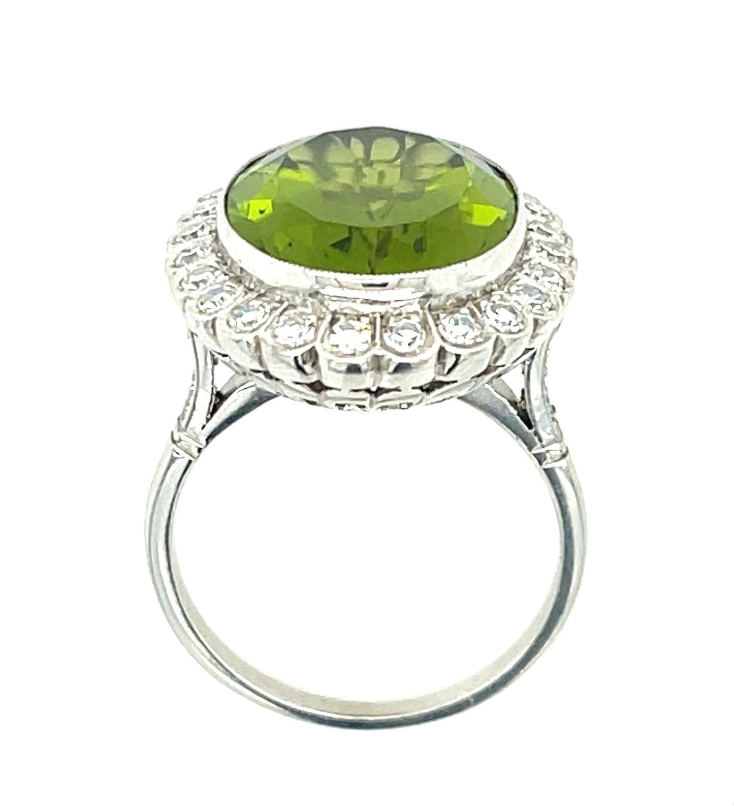 9.50ct Peridot .90ct Diamond Platinum Ring
