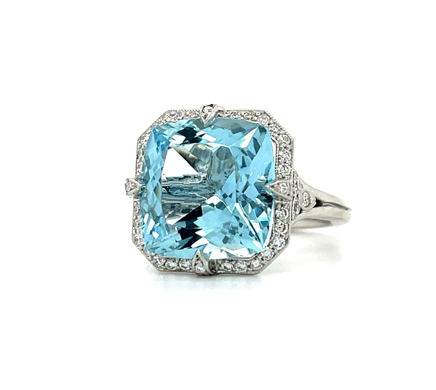 7.06ct Aquamarine Platinum Ring .54ct Diamonds