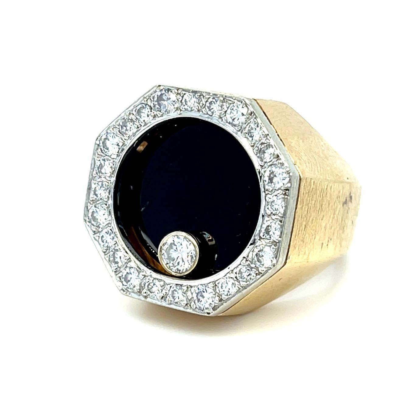 .90ct Diamond Onyx 14KY Floating Diamond Estate Ring 23.66g 6.50 Size