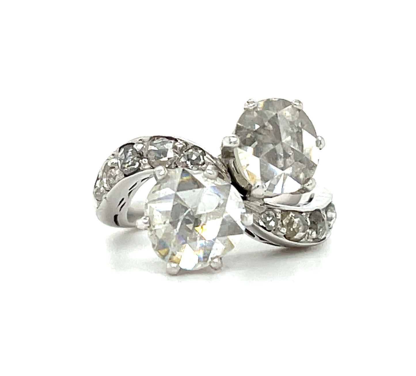 Toi et Moi 1.81ct Rose Cut Diamond 18KW Ring