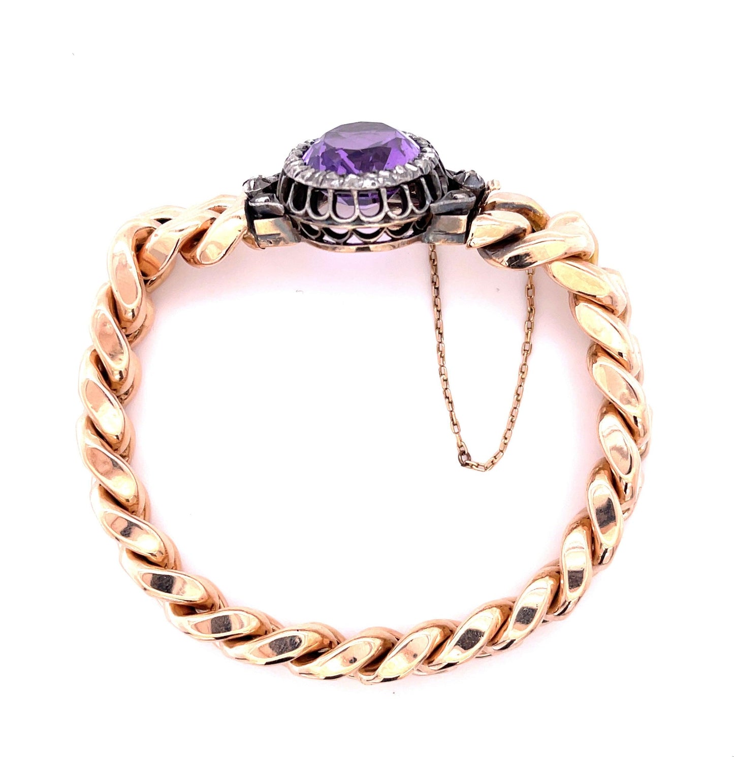 Amethyst 13ct and Diamond Victorian Bracelet
