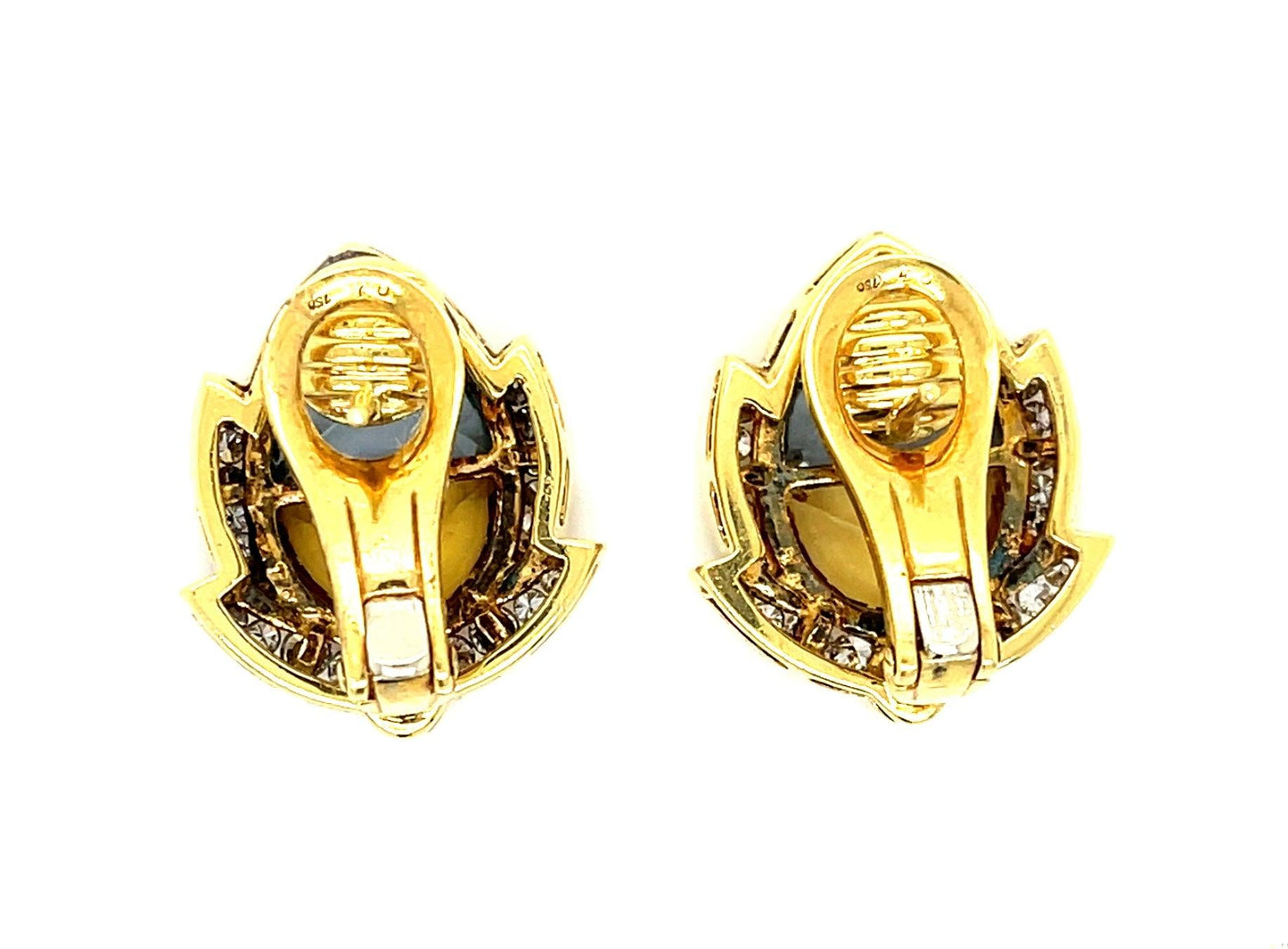 Aquamarine and Citrine 18KY Acorn Earrings 1ct Diamonds